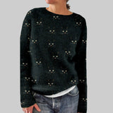 Gato - Udobna majica s okruglim ovratnikom i uzorkom s licem mačke