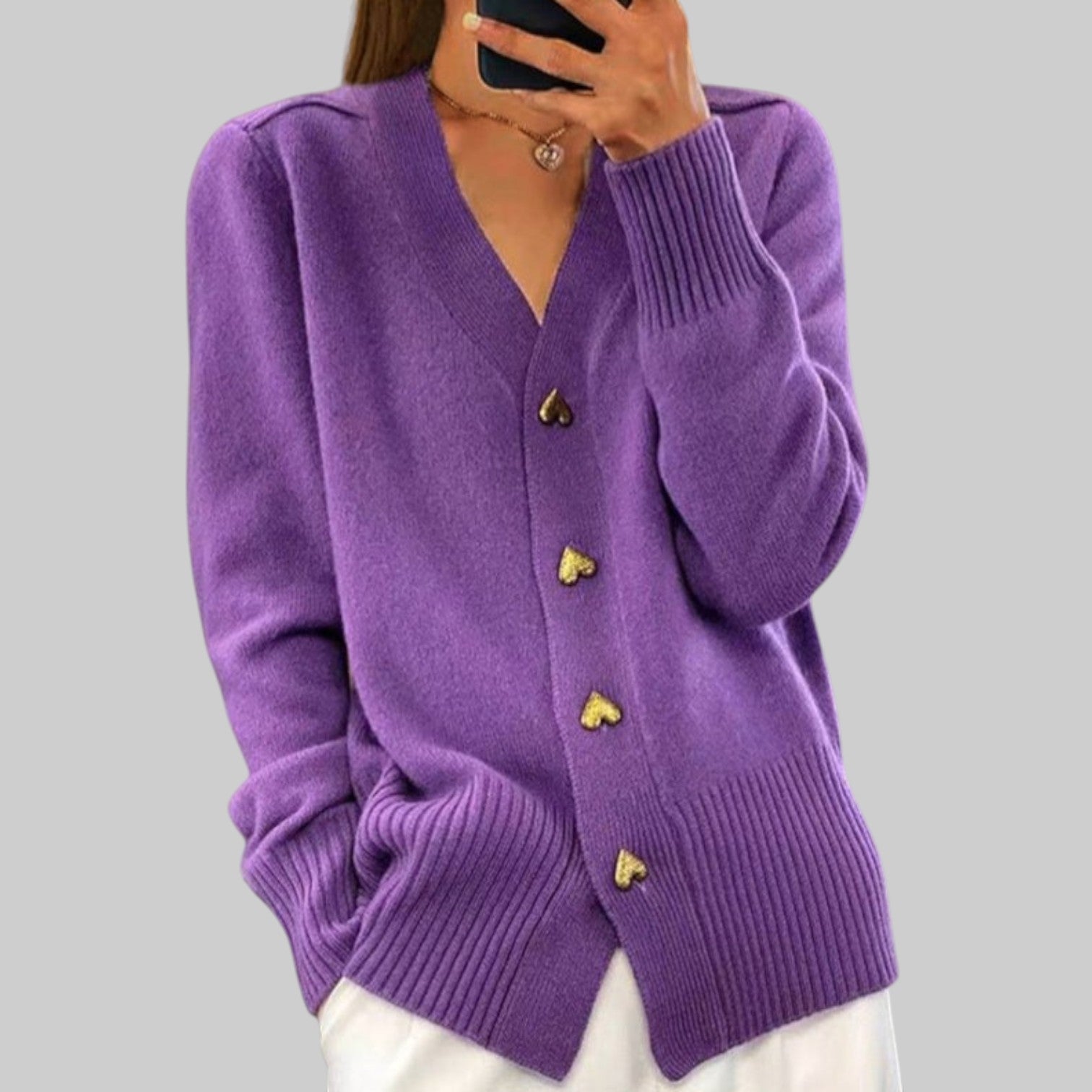 Adele - Elegantna kardigan s gumbima u obliku srca