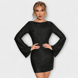 Cinty | Suknja od šljokica s otvorenim leđima i dugim rukavima